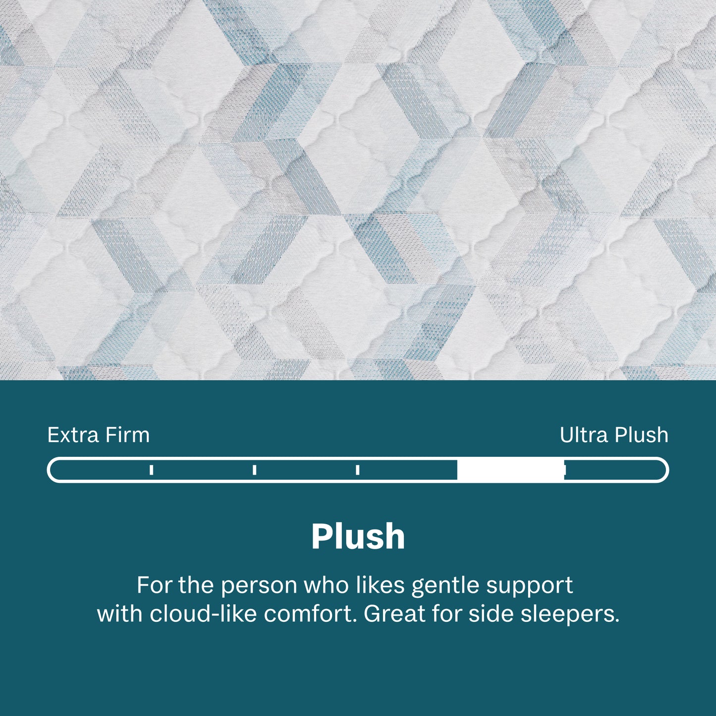 Text description of mattress firmness options with a quilted mattress pattern.